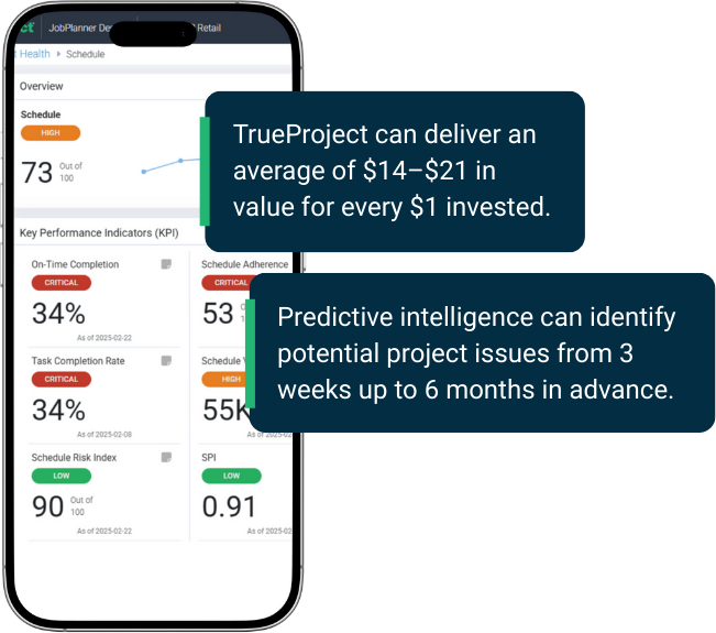 TrueProject Report on laptop screen.
