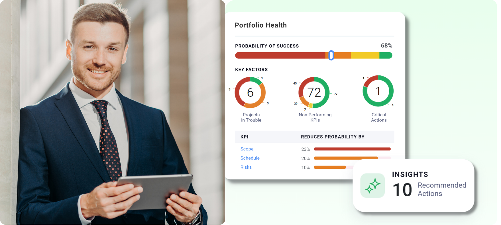 Professional standing in office setting.