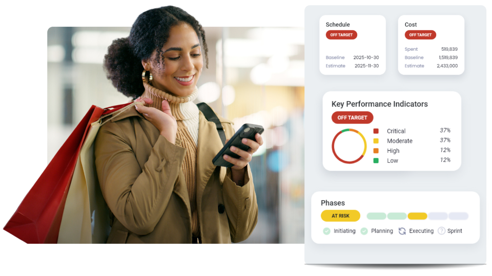 Professional standing in retail setting.