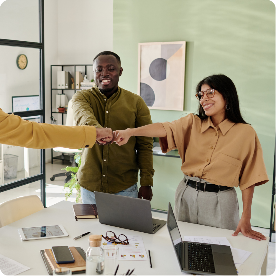 Group of colleagues collaborating on a project.