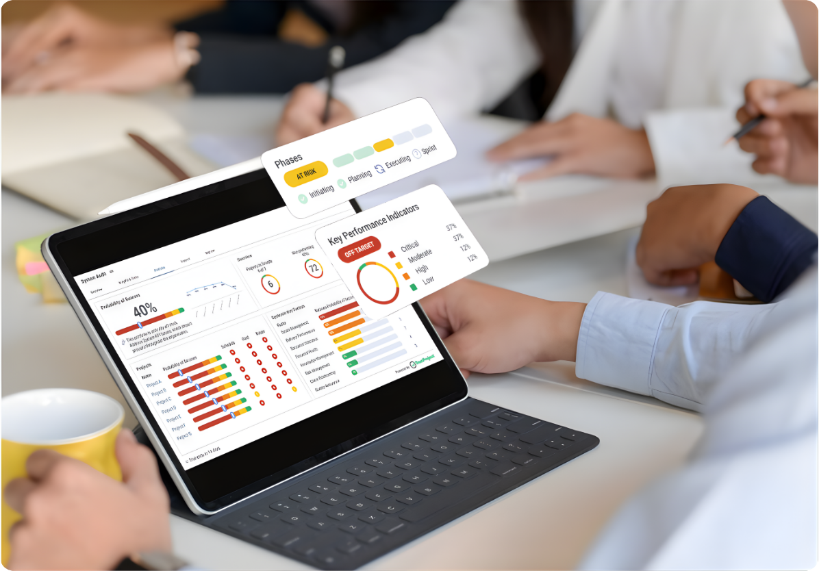TrueProject on laptop screen.