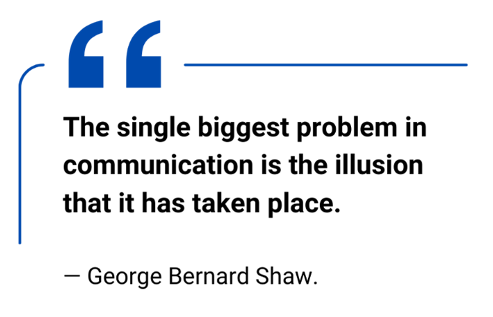 decorative quote graphic with blue quotation marks and line divider on a dark background