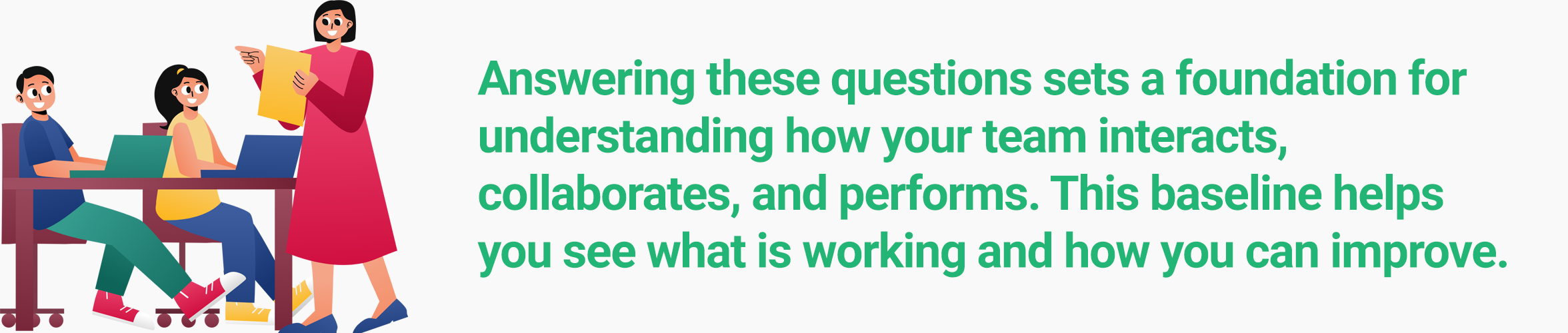 Illustration emphasizing the importance of understanding team dynamics, collaboration, and performance improvement.