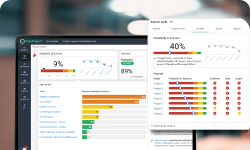 TrueProject on laptop screen.