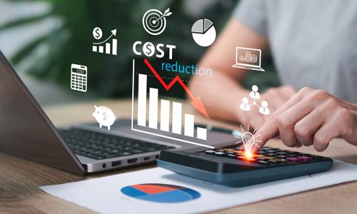 Professional looking at computer monitor in office setting.