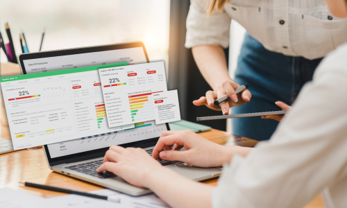 Two professionals in an office setting.