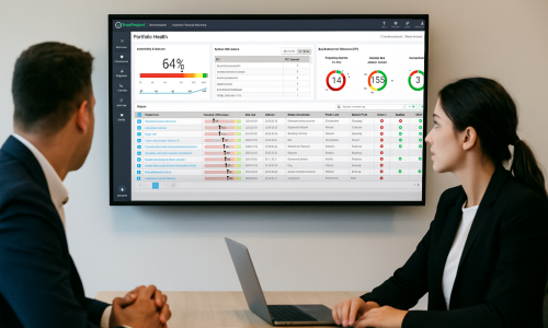 Two professionals in an office setting.